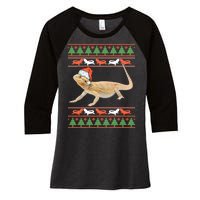 Bearded Dragon Christmas Women's Tri-Blend 3/4-Sleeve Raglan Shirt