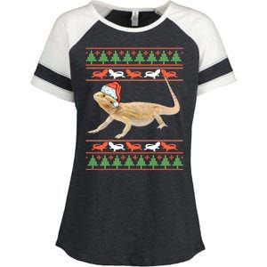 Bearded Dragon Christmas Enza Ladies Jersey Colorblock Tee