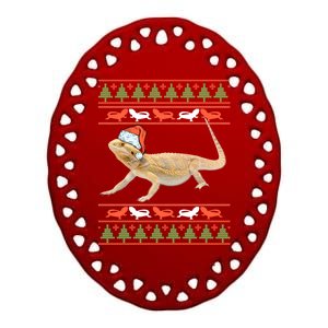 Bearded Dragon Christmas Ceramic Oval Ornament