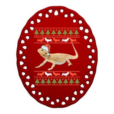 Bearded Dragon Christmas Ceramic Oval Ornament