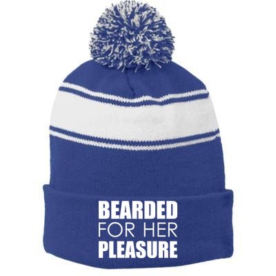 Bearded For Her Pleasure Beard Stripe Pom Pom Beanie