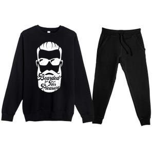 Bearded For Her Pleasure Funny Premium Crewneck Sweatsuit Set