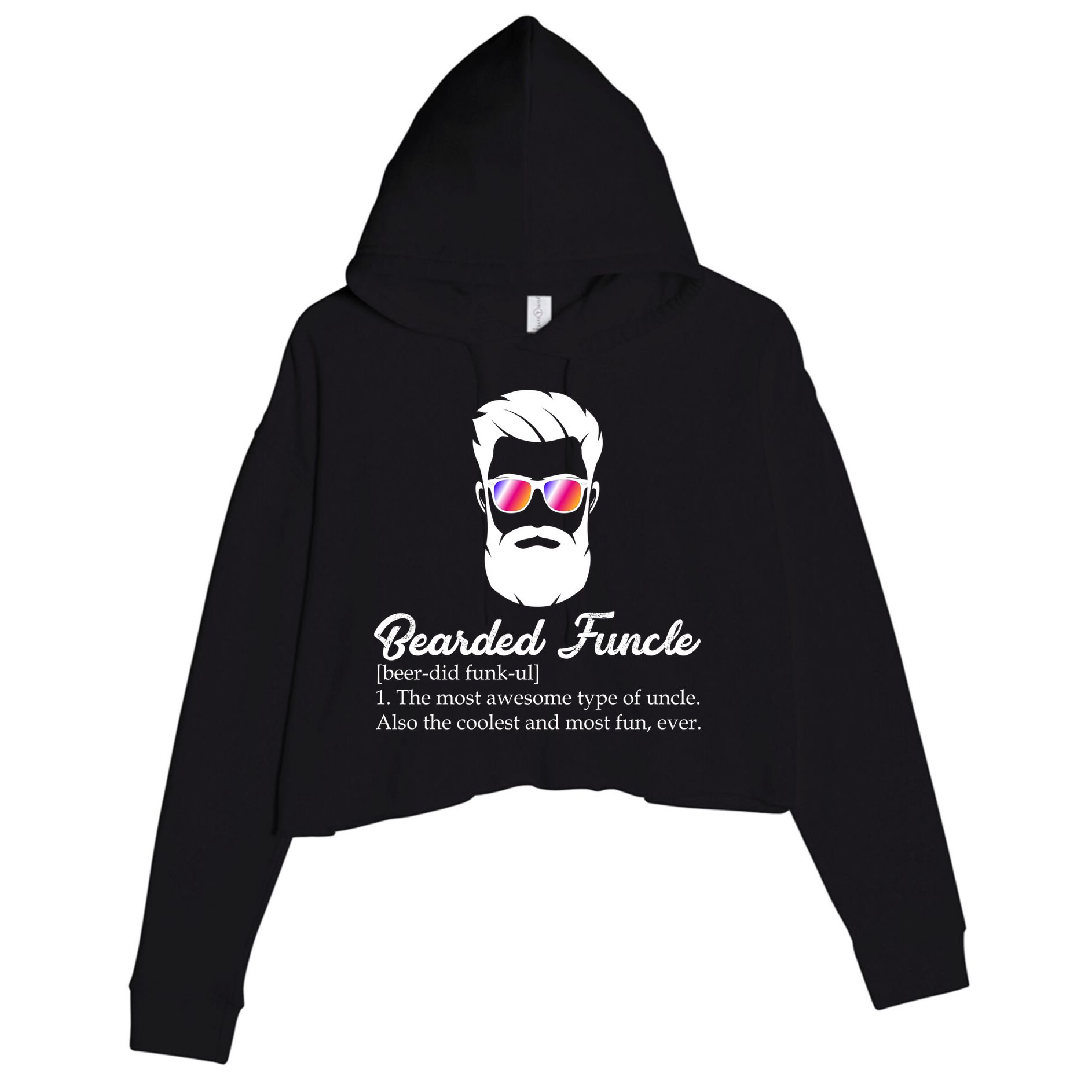 Bearded Funcle Definition Crop Fleece Hoodie