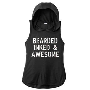 Bearded Inked & Awesome Beard Tattoo Logo Ladies PosiCharge Tri-Blend Wicking Draft Hoodie Tank