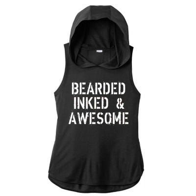 Bearded Inked & Awesome Beard Tattoo Logo Ladies PosiCharge Tri-Blend Wicking Draft Hoodie Tank