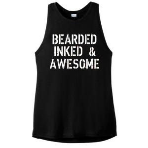 Bearded Inked & Awesome Beard Tattoo Logo Ladies PosiCharge Tri-Blend Wicking Tank