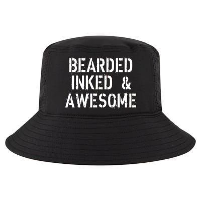 Bearded Inked & Awesome Beard Tattoo Logo Cool Comfort Performance Bucket Hat