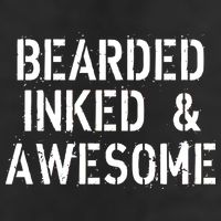 Bearded Inked & Awesome Beard Tattoo Logo 7 Panel Mesh Trucker Snapback Hat