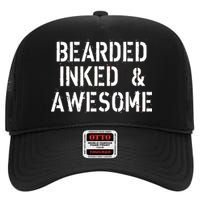 Bearded Inked & Awesome Beard Tattoo Logo High Crown Mesh Back Trucker Hat