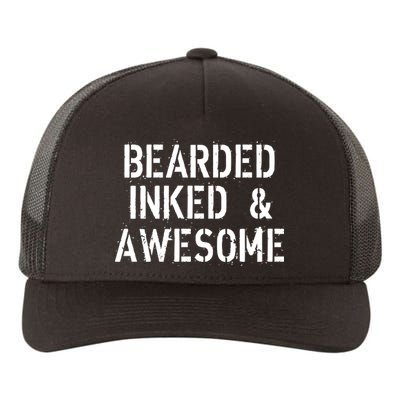 Bearded Inked & Awesome Beard Tattoo Logo Yupoong Adult 5-Panel Trucker Hat