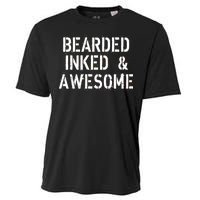 Bearded Inked & Awesome Beard Tattoo Logo Cooling Performance Crew T-Shirt