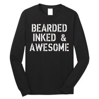 Bearded Inked & Awesome Beard Tattoo Logo Long Sleeve Shirt