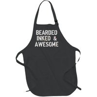 Bearded Inked & Awesome Beard Tattoo Logo Full-Length Apron With Pockets