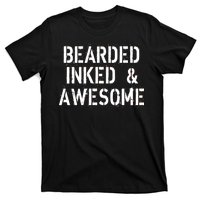 Bearded Inked & Awesome Beard Tattoo Logo T-Shirt