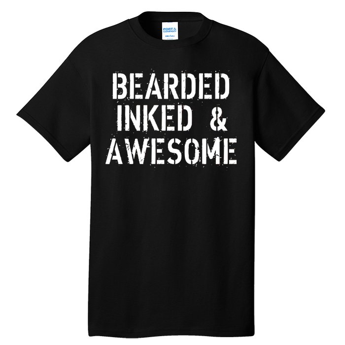 Bearded Inked & Awesome Beard Tattoo Logo Tall T-Shirt