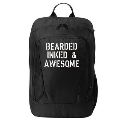 Bearded Inked & Awesome Beard Tattoo Logo City Backpack