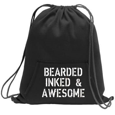 Bearded Inked & Awesome Beard Tattoo Logo Sweatshirt Cinch Pack Bag