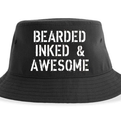 Bearded Inked & Awesome Beard Tattoo Logo Sustainable Bucket Hat