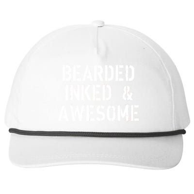 Bearded Inked & Awesome Beard Tattoo Logo Snapback Five-Panel Rope Hat