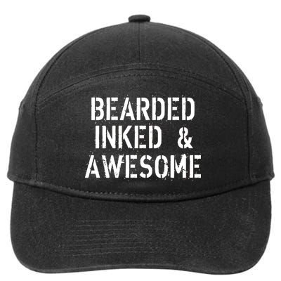 Bearded Inked & Awesome Beard Tattoo Logo 7-Panel Snapback Hat