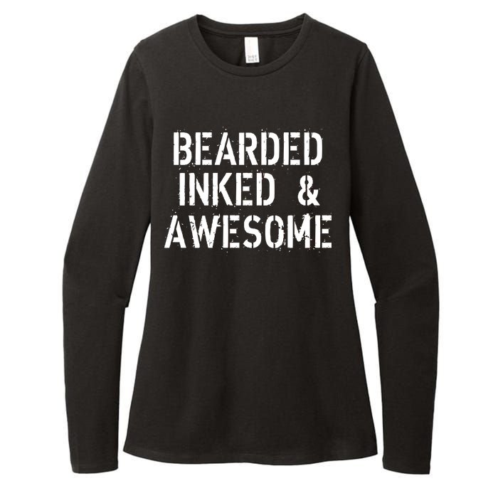 Bearded Inked & Awesome Beard Tattoo Logo Womens CVC Long Sleeve Shirt