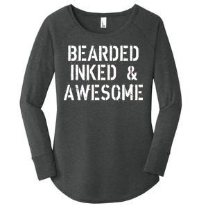 Bearded Inked & Awesome Beard Tattoo Logo Women's Perfect Tri Tunic Long Sleeve Shirt