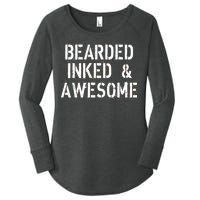 Bearded Inked & Awesome Beard Tattoo Logo Women's Perfect Tri Tunic Long Sleeve Shirt