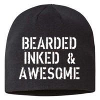 Bearded Inked & Awesome Beard Tattoo Logo Sustainable Beanie