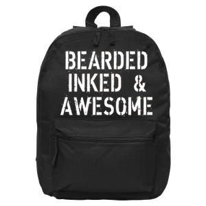 Bearded Inked & Awesome Beard Tattoo Logo 16 in Basic Backpack