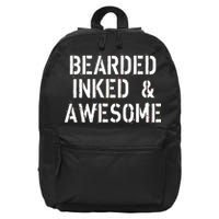 Bearded Inked & Awesome Beard Tattoo Logo 16 in Basic Backpack