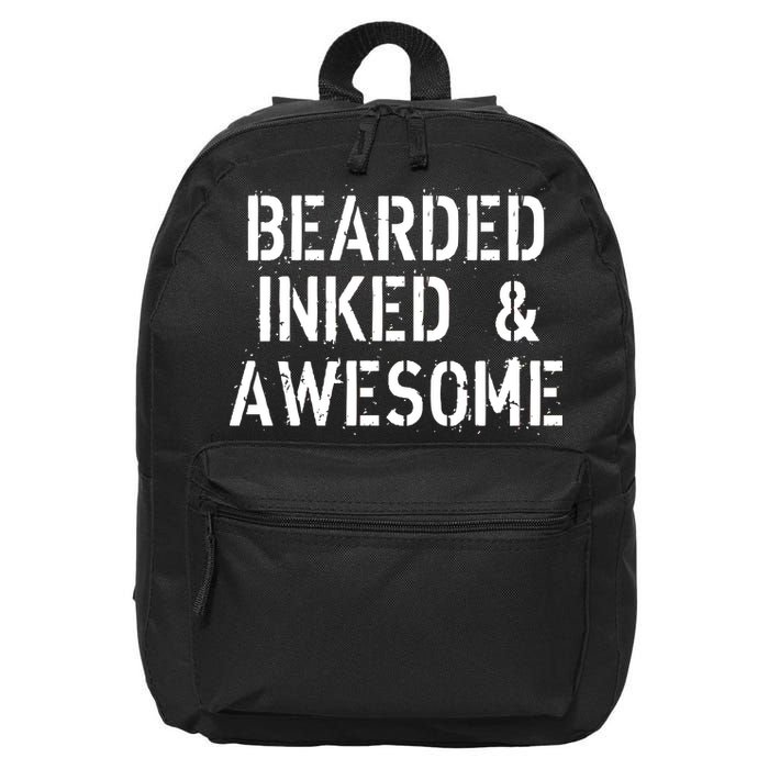 Bearded Inked & Awesome Beard Tattoo Logo 16 in Basic Backpack