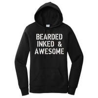 Bearded Inked & Awesome Beard Tattoo Logo Women's Pullover Hoodie