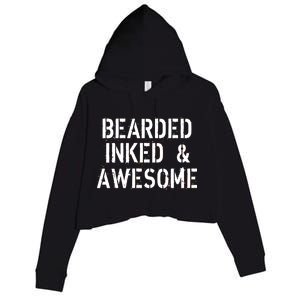 Bearded Inked & Awesome Beard Tattoo Logo Crop Fleece Hoodie