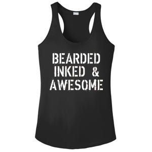 Bearded Inked & Awesome Beard Tattoo Logo Ladies PosiCharge Competitor Racerback Tank