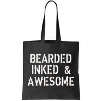 Bearded Inked & Awesome Beard Tattoo Logo Tote Bag