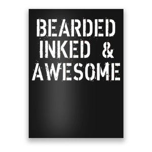 Bearded Inked & Awesome Beard Tattoo Logo Poster