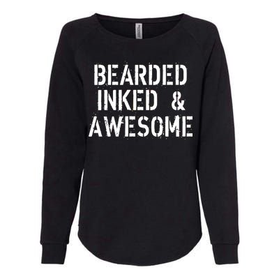 Bearded Inked & Awesome Beard Tattoo Logo Womens California Wash Sweatshirt