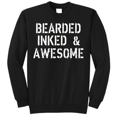 Bearded Inked & Awesome Beard Tattoo Logo Tall Sweatshirt