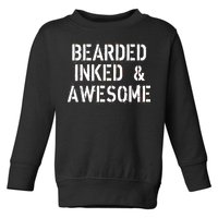 Bearded Inked & Awesome Beard Tattoo Logo Toddler Sweatshirt