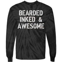 Bearded Inked & Awesome Beard Tattoo Logo Tie-Dye Long Sleeve Shirt