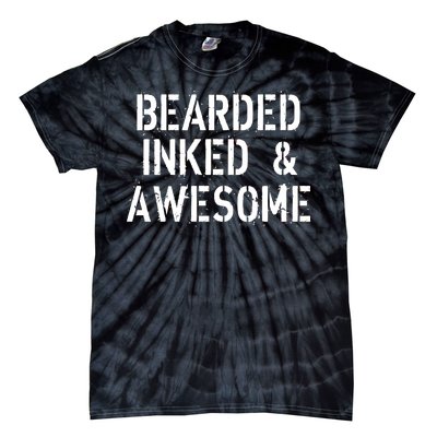 Bearded Inked & Awesome Beard Tattoo Logo Tie-Dye T-Shirt