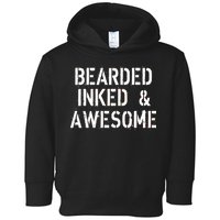 Bearded Inked & Awesome Beard Tattoo Logo Toddler Hoodie