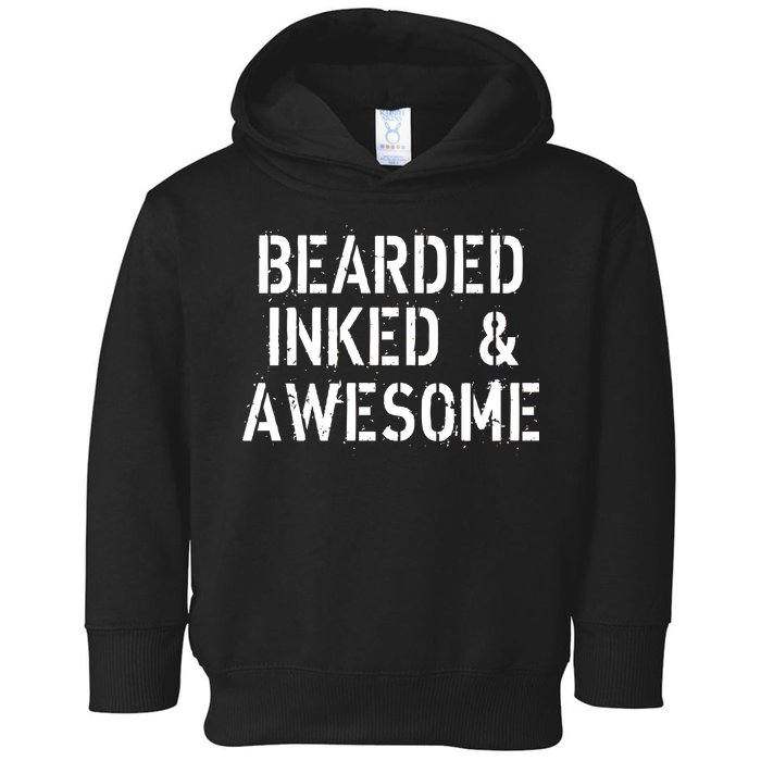 Bearded Inked & Awesome Beard Tattoo Logo Toddler Hoodie