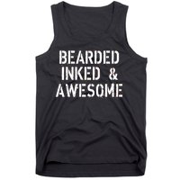 Bearded Inked & Awesome Beard Tattoo Logo Tank Top