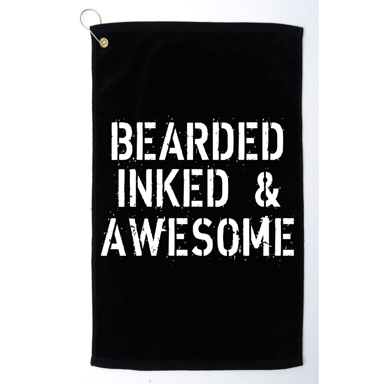 Bearded Inked & Awesome Beard Tattoo Logo Golf Towel