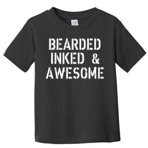 Bearded Inked & Awesome Beard Tattoo Logo Toddler T-Shirt