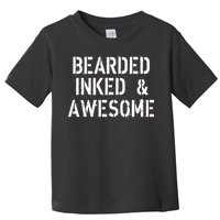 Bearded Inked & Awesome Beard Tattoo Logo Toddler T-Shirt