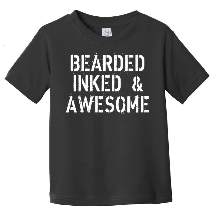 Bearded Inked & Awesome Beard Tattoo Logo Toddler T-Shirt