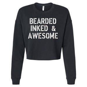 Bearded Inked & Awesome Beard Tattoo Logo Cropped Pullover Crew