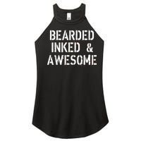 Bearded Inked & Awesome Beard Tattoo Logo Women's Perfect Tri Rocker Tank